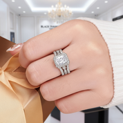 Radiant Cut Diamond Wedding Ring Set-Black Diamonds New York