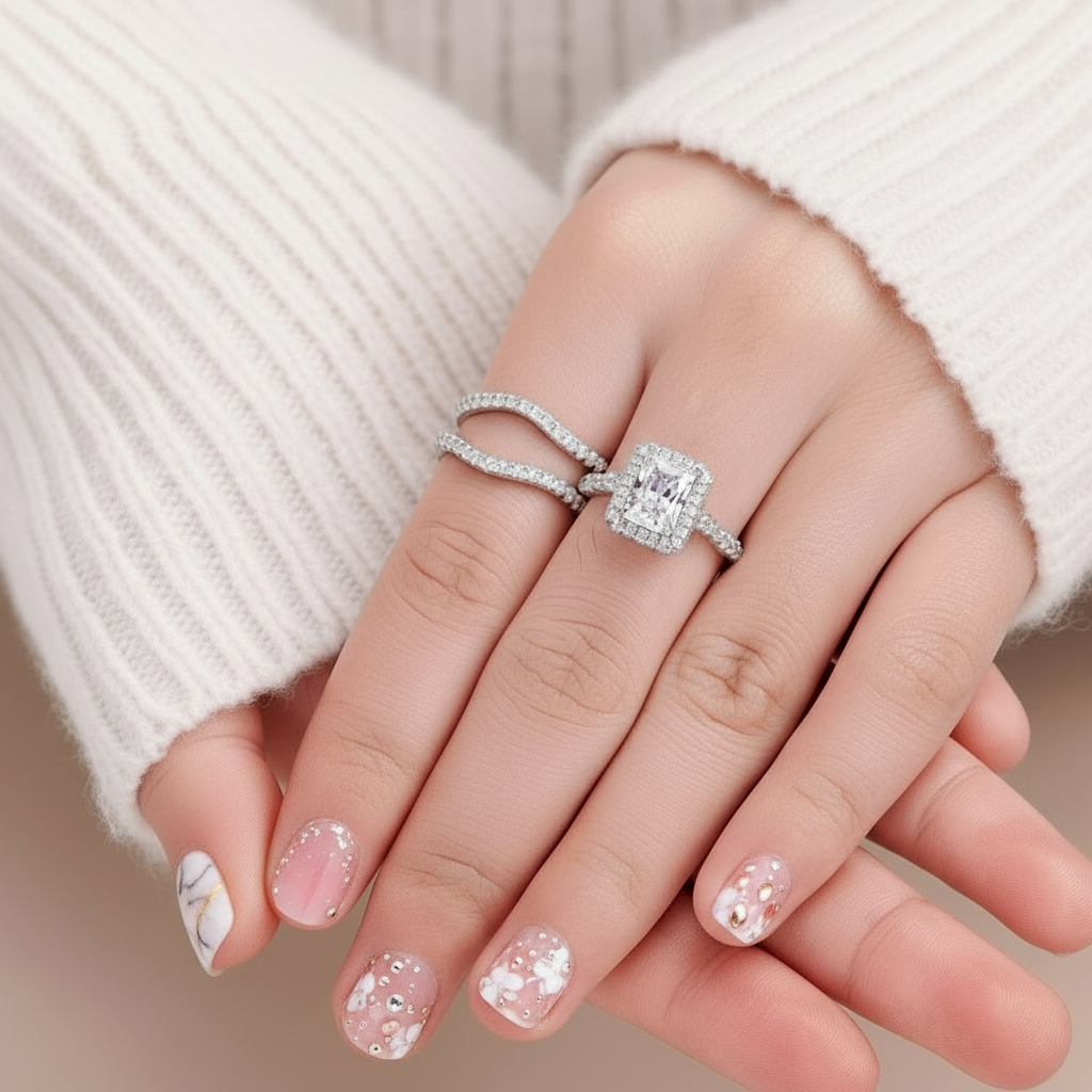 Radiant Cut Diamond Wedding Ring Set-Black Diamonds New York