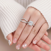 Radiant Cut Diamond Wedding Ring Set-Black Diamonds New York