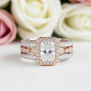 Radiant Cut Diamond Wedding Ring Set-Black Diamonds New York