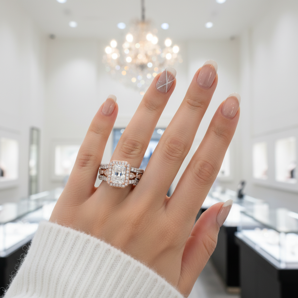 Radiant Cut Diamond Option Wedding Ring Set-Black Diamonds New York