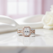 Radiant Cut Diamond Wedding Ring Set-Black Diamonds New York