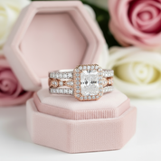 Radiant Cut Diamond Wedding Ring Set-Black Diamonds New York