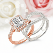 Radiant Cut Diamond Wedding Ring Set-Black Diamonds New York