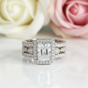 Radiant Cut Diamond Wedding Ring Set-Black Diamonds New York