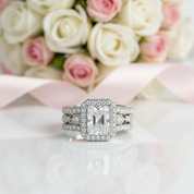 Radiant Cut Diamond Wedding Ring Set-Black Diamonds New York