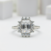 Radiant Cut Diamond Halo Vintage Engagement Ring-Black Diamonds New York