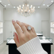 Radiant Cut Diamond Halo Vintage Engagement Ring-Black Diamonds New York