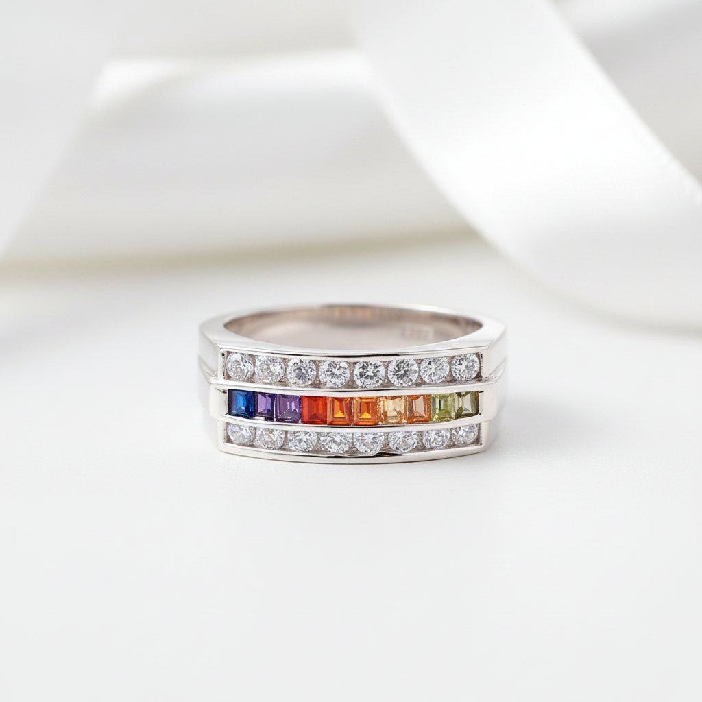 Rainbow Crystal Ring-Black Diamonds New York