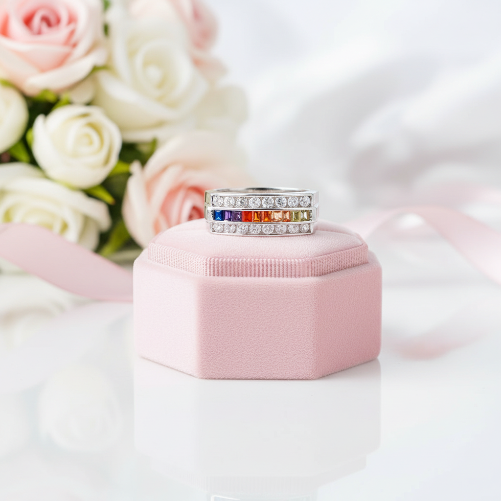 Rainbow Crystal Ring-Black Diamonds New York