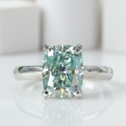 Rare Blue Green Cushion Cut Diamond Ring-Black Diamonds New York