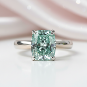 Rare Blue Green Cushion Cut Diamond Option Ring-Black Diamonds New York