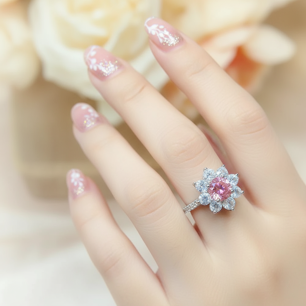 Red Diamond Jewelry Set with Sunflower Design-Black Diamonds New York