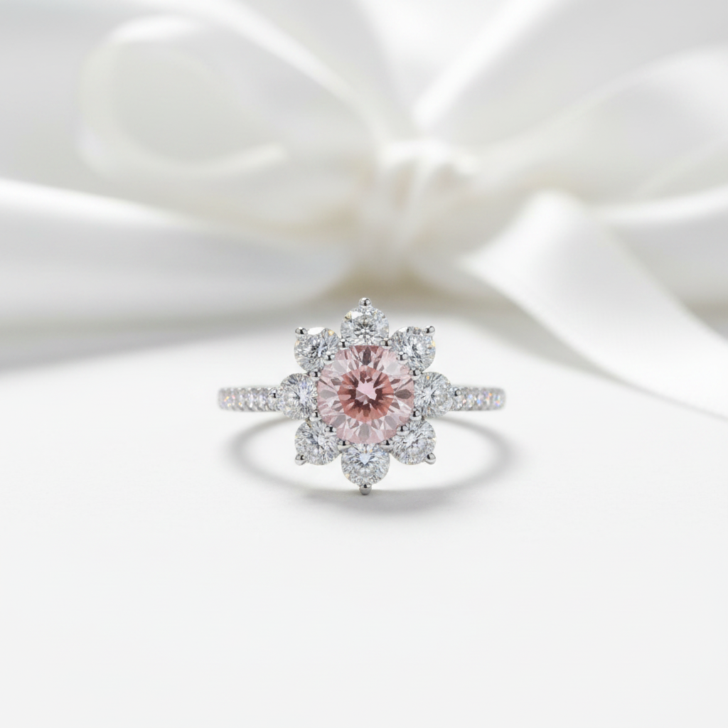 Red Diamond Option Jewelry Set with Sunflower Design-Black Diamonds New York
