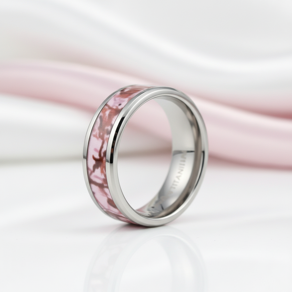 Red Forest Men's Titanium Wedding Band-Black Diamonds New York