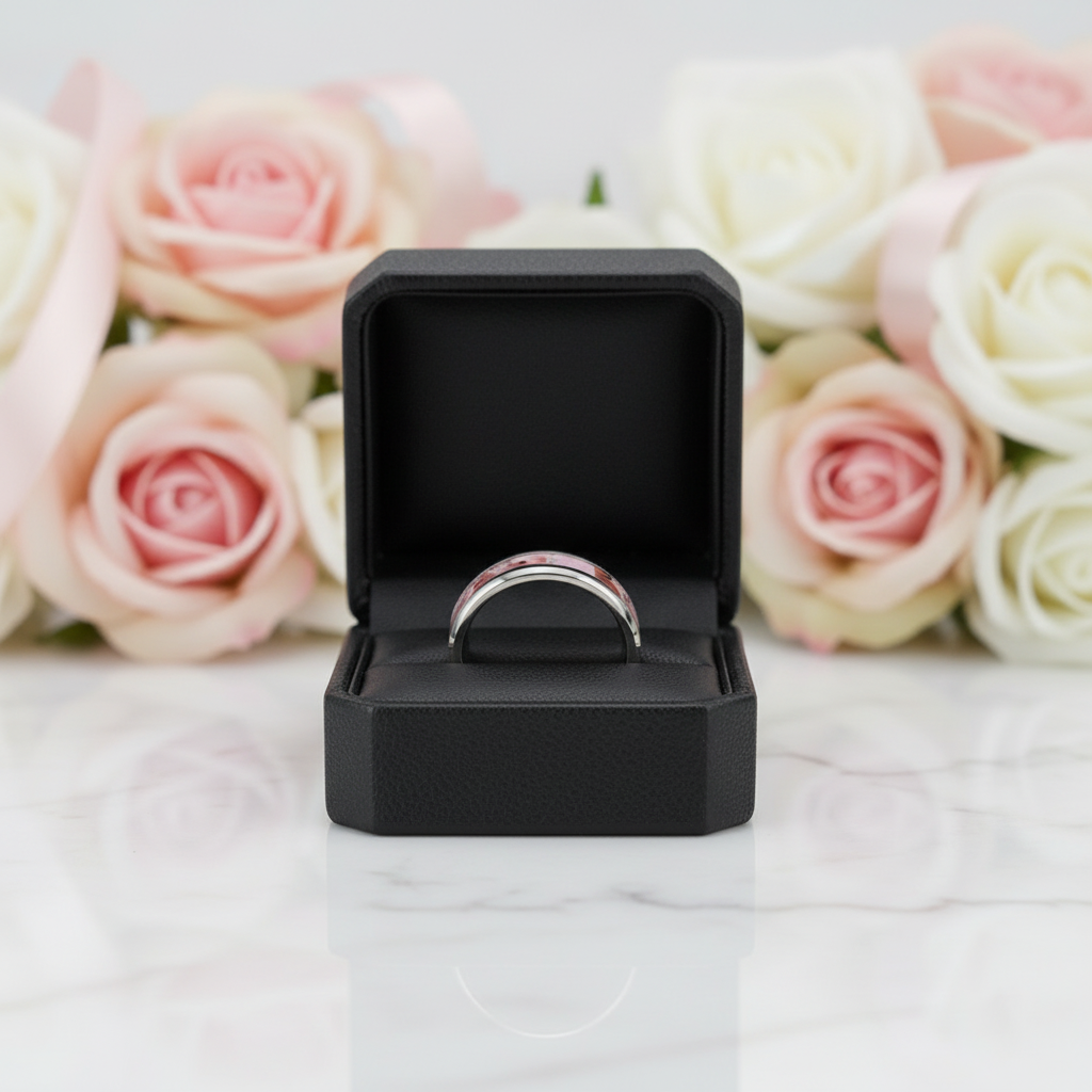 Red Forest Men's Titanium Wedding Band-Black Diamonds New York