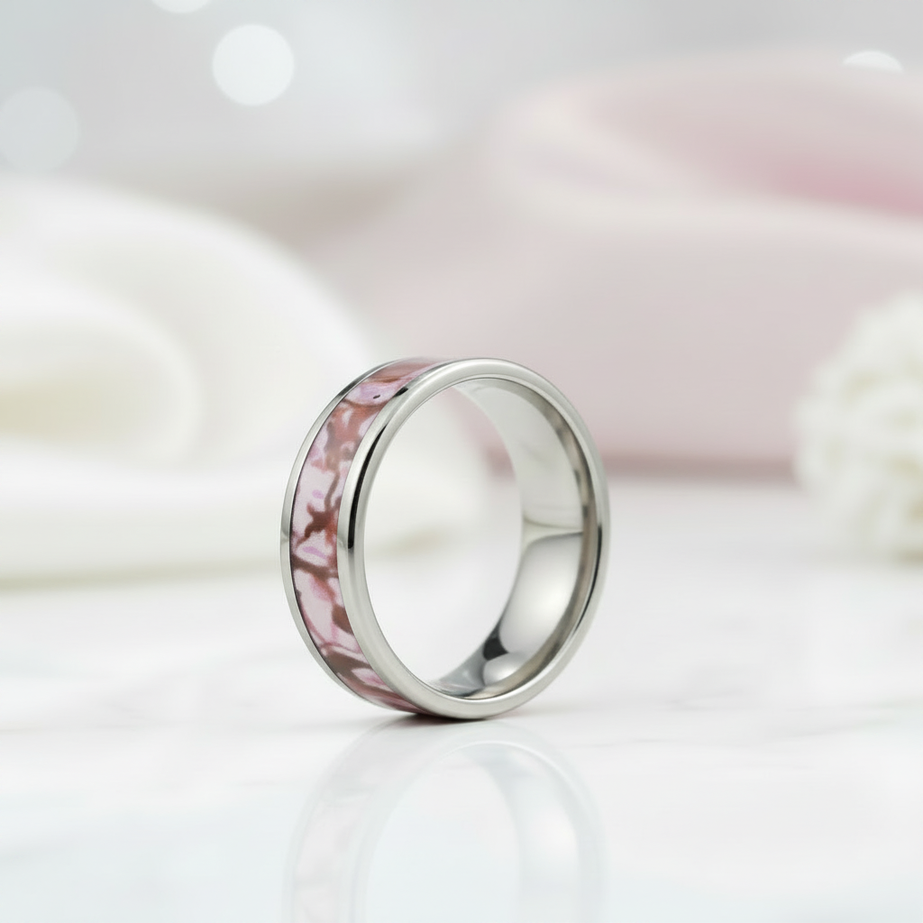 Red Forest Men's Titanium Wedding Band-Black Diamonds New York