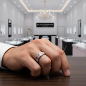 Red Forest Men's Titanium Wedding Band-Black Diamonds New York