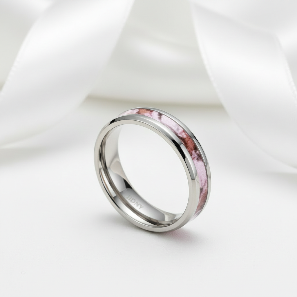 Red Forest Men's Titanium Wedding Band-Black Diamonds New York