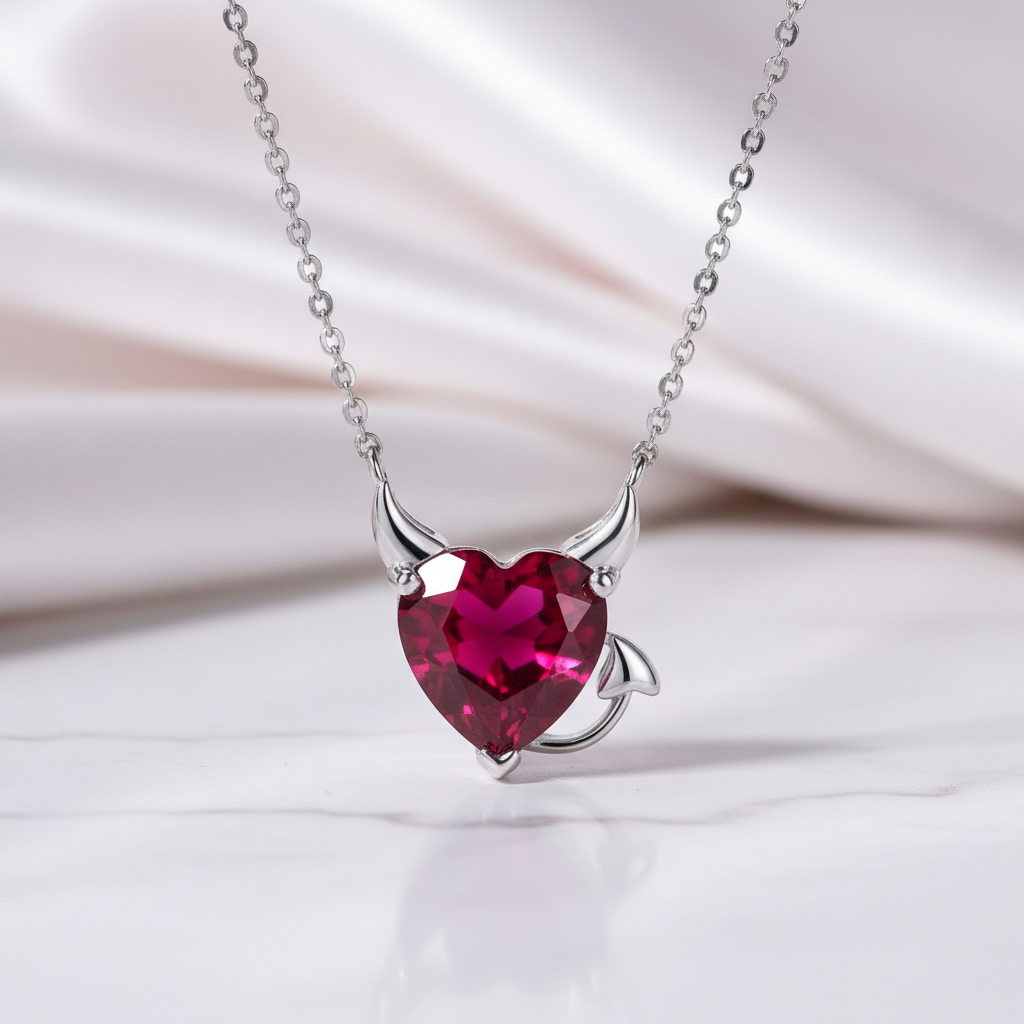 Red Diamond Option Little Devil & Angel Necklace-Black Diamonds New York