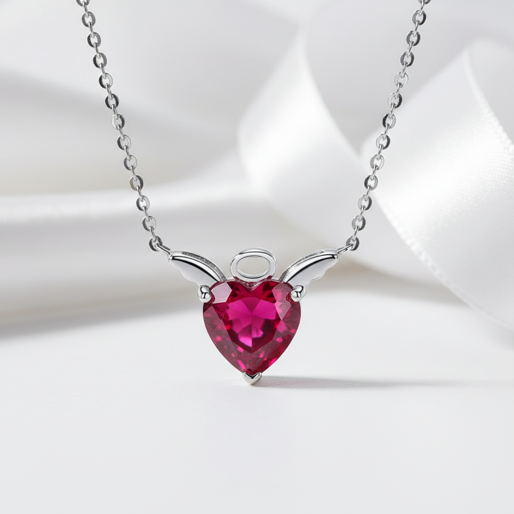 Red Diamond Option Little Devil & Angel Necklace-Black Diamonds New York