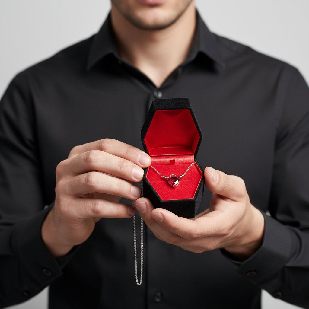 Red Diamond Option Little Devil & Angel Necklace-Black Diamonds New York