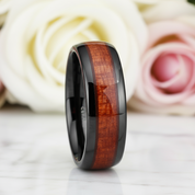 Red Wood Grain Men's Ceramic Wedding Band-Black Diamonds New York