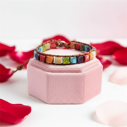 Regalite and Mixed Natural Chakra Stone Bohemian Bracelet-Black Diamonds New York