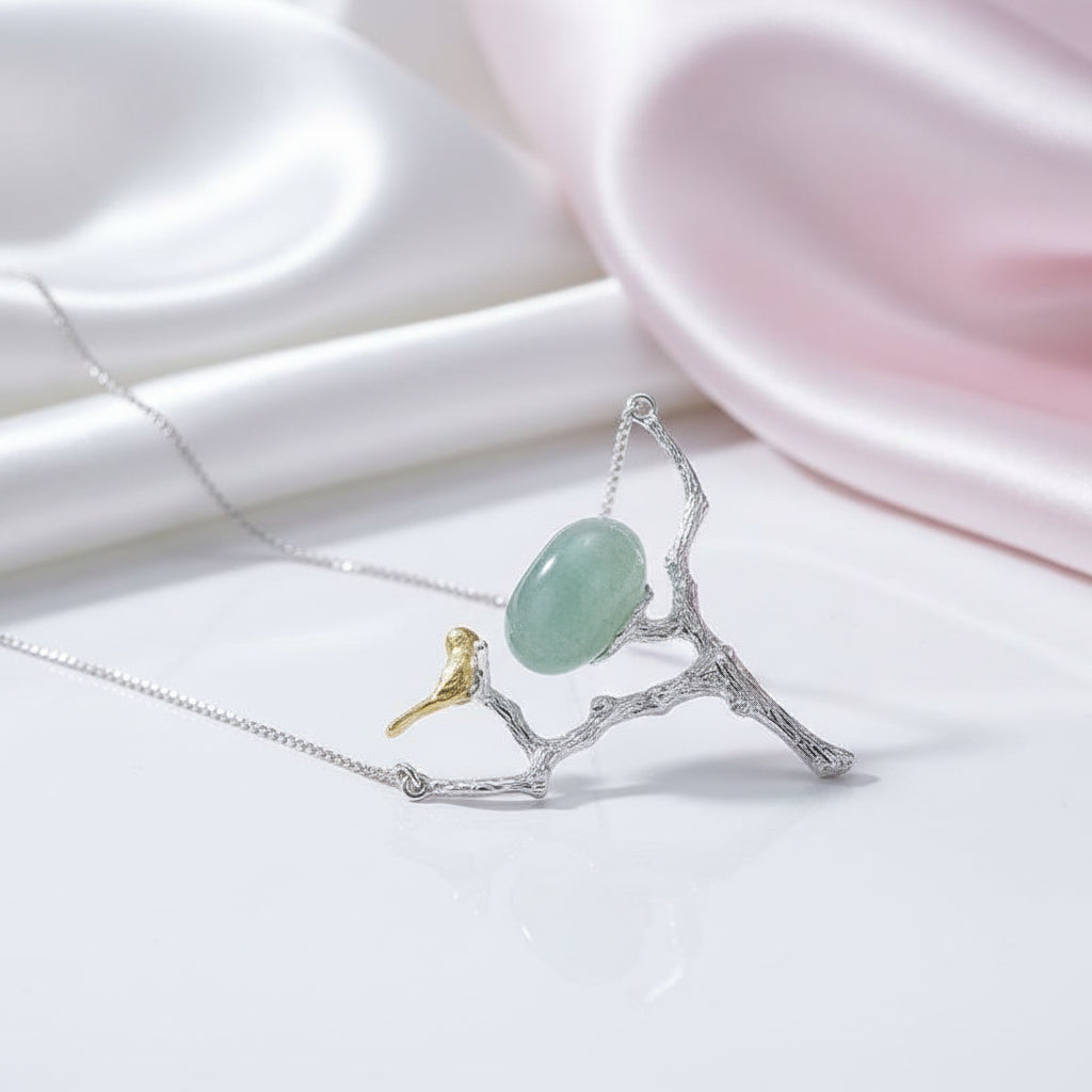 Retray Bird Necklace with Aventurine-Black Diamonds New York