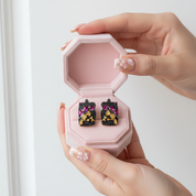 Rhodolite Garnet Humming Bee Flower Earrings-Black Diamonds New York