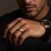 Princess Cut Diamond Option Men's Wedding Band-Black Diamonds New York