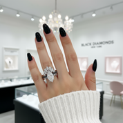 Ride or Die Wedding Rings- 2.5 Ct Marquise Cut Diamond Gothic Bridal Set in 14k White Gold-Black Diamonds New York