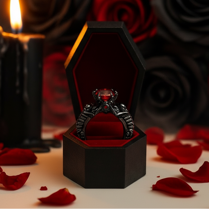 My Ride or Die Promise Ring (Biker Series)- 1.5 Ct Round Cut Diamond Gothic Ring-Black Diamonds New York