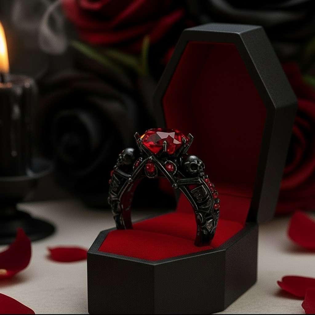 My Ride or Die Promise Ring (Biker Series)- 1.5 Ct Round Cut Diamond Gothic Ring-Black Diamonds New York