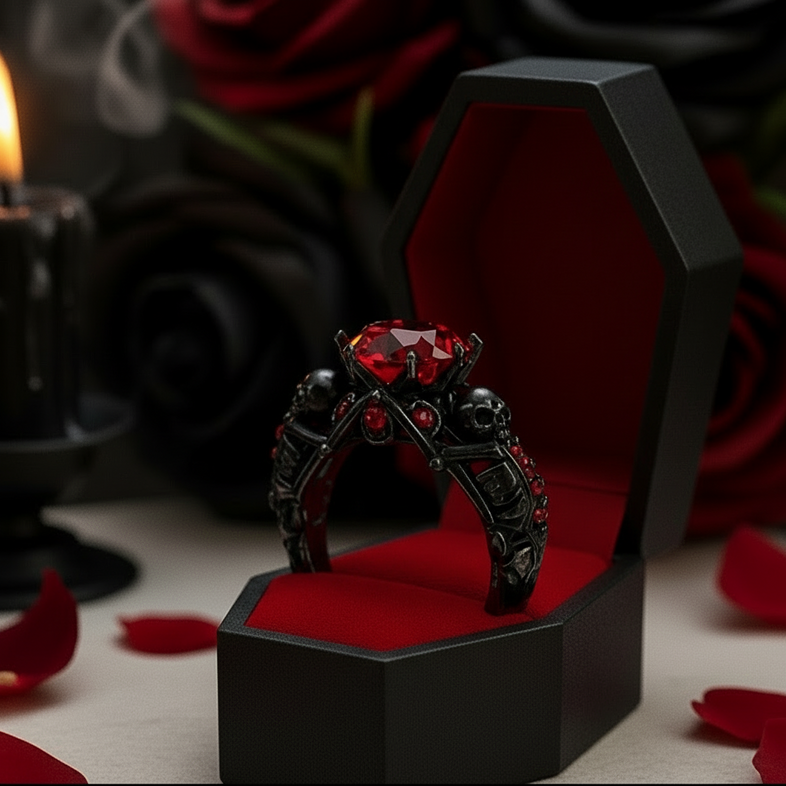 My Ride or Die Promise Ring (Biker Series)- 1.5 Ct Round Cut Diamond Gothic Ring-Black Diamonds New York