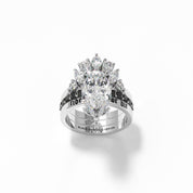 Ride or Die Wedding Rings- 2.5 Ct Marquise Cut Diamond Option Gothic Bridal Set in 14k White Gold