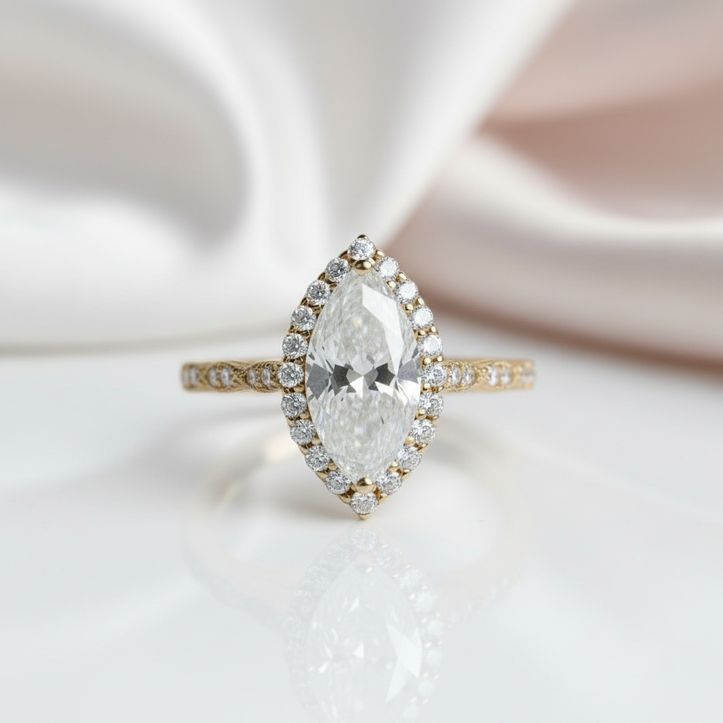 3.49 CT Marquise-Cut Diamond Engagement Ring-Black Diamonds New York