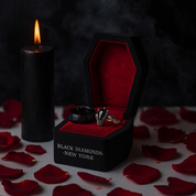 Married Till Buried Personalized Coffin Ring Box-Black Diamonds New York