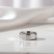 Rippled Edges Men's Tungsten Carbide Wedding Band-Black Diamonds New York