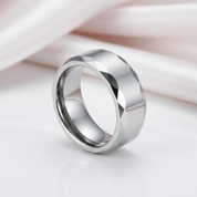 Rippled Edges Men's Tungsten Carbide Wedding Band-Black Diamonds New York