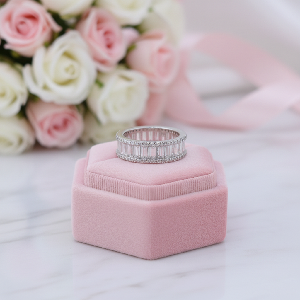 Elegant Emerald Cut Diamond Option Ring Band-Black Diamonds New York