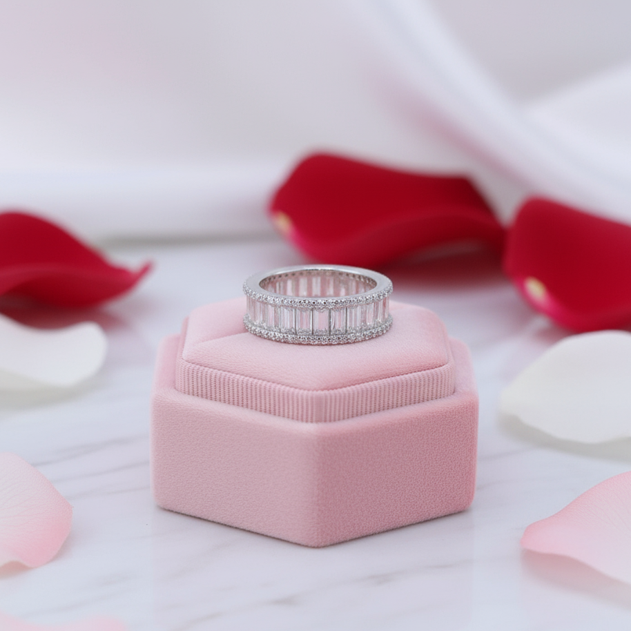 Elegant Emerald Cut Diamond Ring Band-Black Diamonds New York