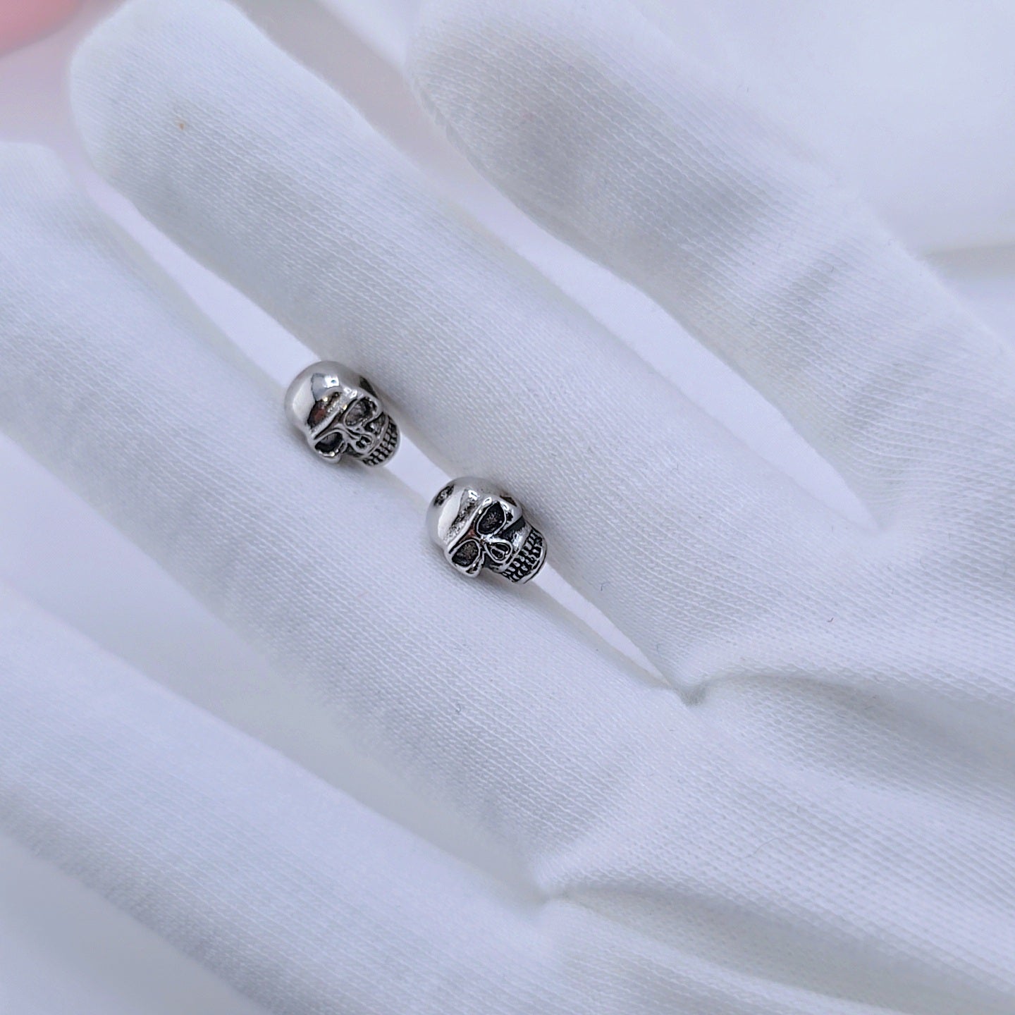 Gothic Skull Stud Earrings-Black Diamonds New York