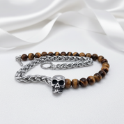 Skull Charm Double Layered Black Lava Bead Bracelet-Black Diamonds New York