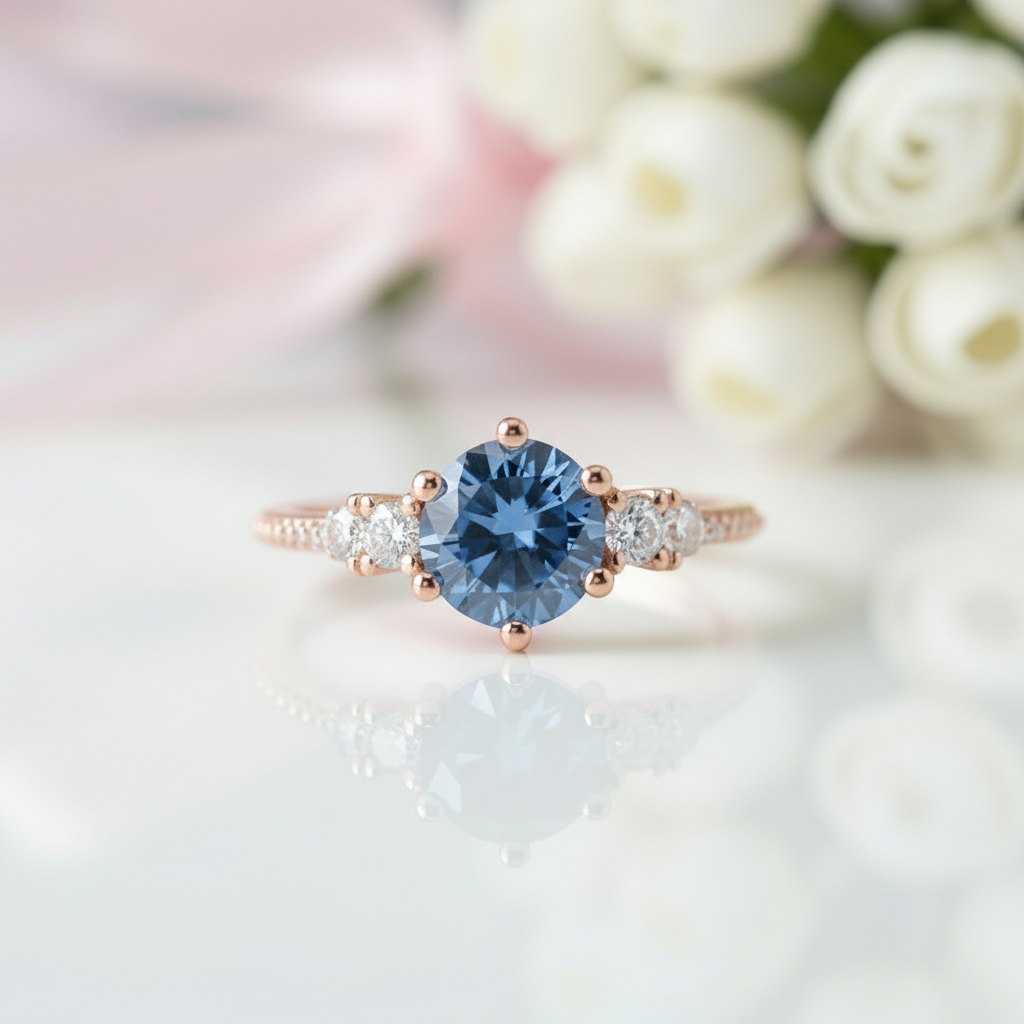 1.0 Ct VVS1 Blue Diamond Option Classic Engagement Ring-Black Diamonds New York