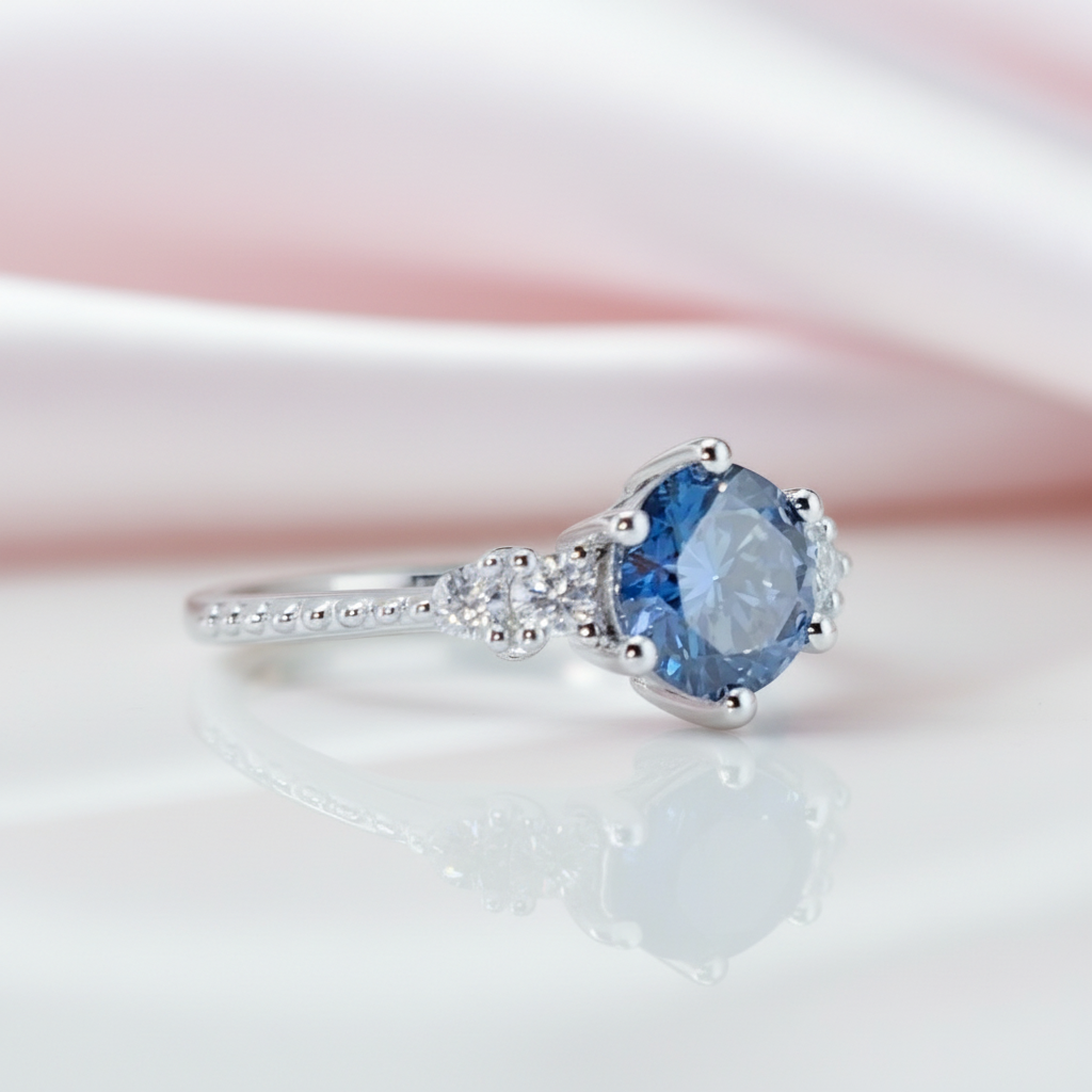 1.0 Ct VVS1 Blue Diamond Option Classic Engagement Ring-Black Diamonds New York