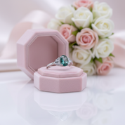 Oval Cut Natural Moss Agate 4 Prong Engagement Ring-Black Diamonds New York