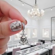 Pirate Skull & Anchor Charm-Black Diamonds New York