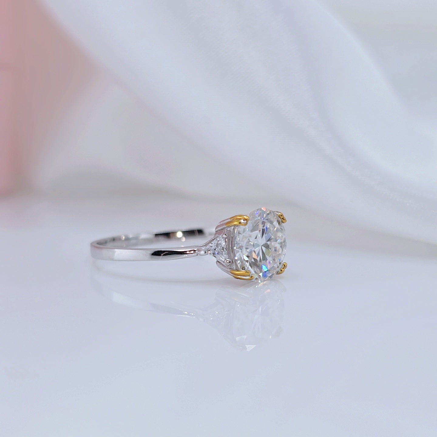 3.0 Ct Round Cut Crackling Diamond Option Engagement Ring-Black Diamonds New York