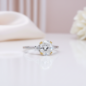 3.0 Ct Round Cut Crackling Diamond Option Engagement Ring-Black Diamonds New York
